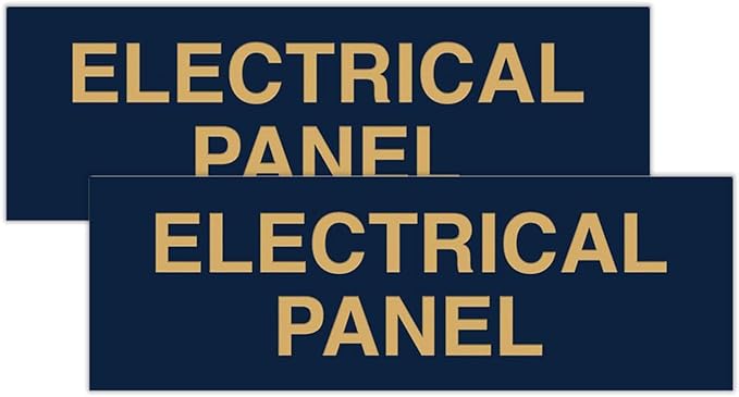 All Quality Basic Electrical Panel Sign - Fire Regulation Safety Compliance Sign - Blue/Gold - Small (2 Pack)
