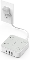 TESSAN Surge Protector Flat Extension Cord 1 Ft, Ring Plug Power Strip | 4 by TESSAN