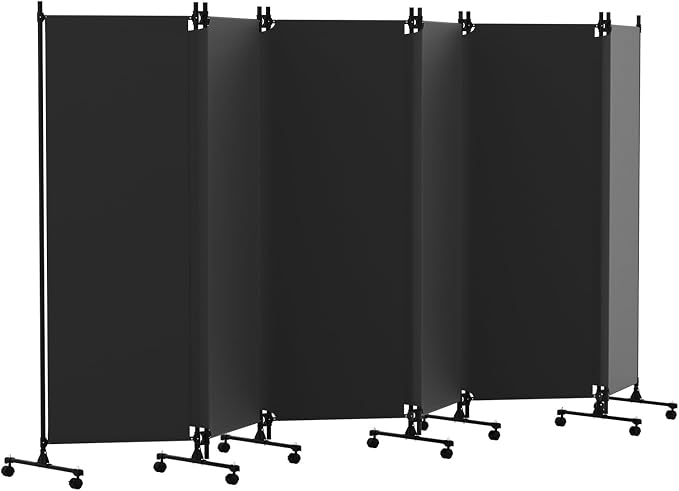 6 Panel Room Divider with Lockable Wheels, Freestanding Partition Room by HIDODO