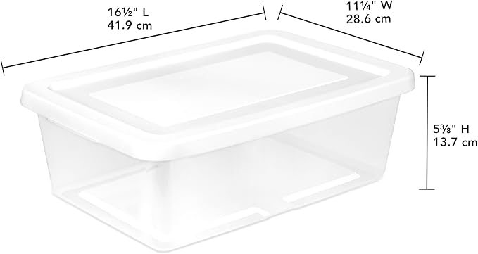 Sterilite 60 Pack Storage Box, 12 Quart Stackable Tote, Clear Plastic Container with Secure Snapping Lids for Home and Office Organization, White