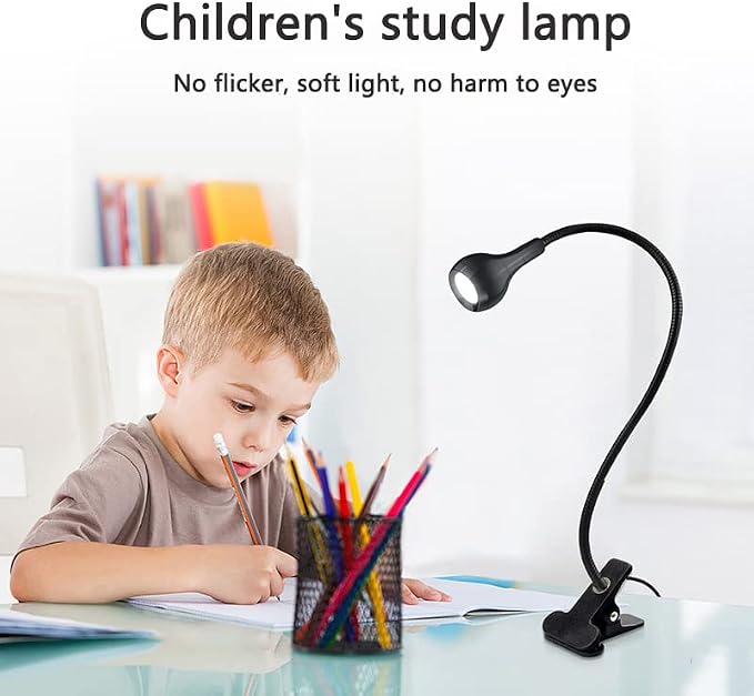 LED Desk Lamp Clip On Light, 360°Flexible Gooseneck and Clamp Reading Light | - Image 9