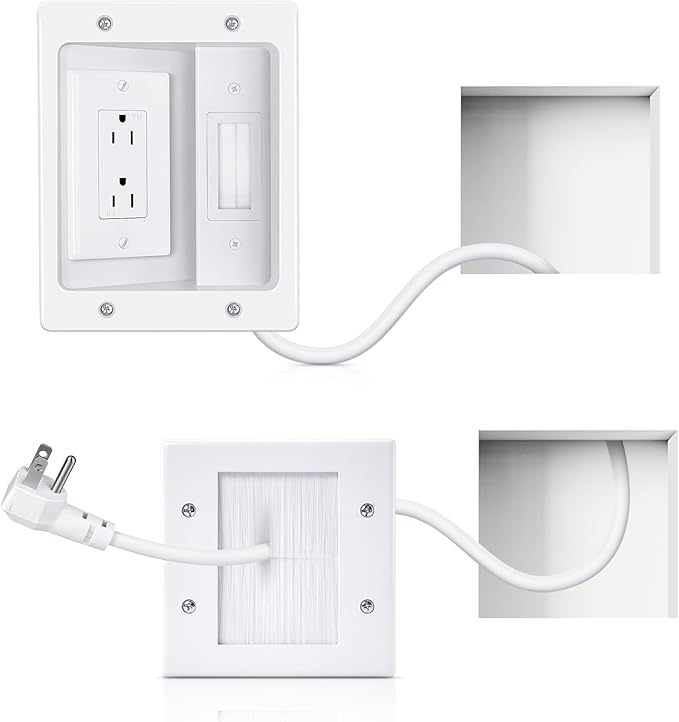 HAPYTHDA in Wall Cable Management Kit,TV Cord Hider for Wall Mounted TV with Two Triple Outlet and 10ft Cord,20A TV Wire Hider for Wall Easy Achieve Safe Cable Management