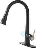 AIMADI Touchless Kitchen Faucet, Matte Black,Single Handle Pull-Down Sprayer,Deck Plate Included | Hands-Free Smart Motion Sensor Kitchen Sink Faucet, 3 Spray Modes, Fits 1 or 3 Hole Sinks