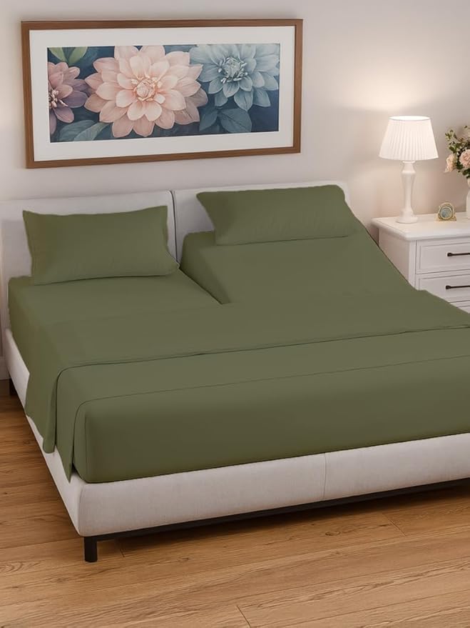 Split Head King Sheet Set – 4 Piece Flex Split Top King Sheets for Adjustable Beds - Fits 14” to 16" Mattress w/ Deep Pockets - Soft, Breathable & Cooling - Luxury Bedding & Wrinkle Free - Sage Green