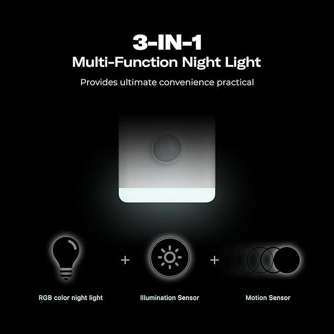 THIRDREALITY Multi-Function Night Light 4 Pack, Zigbee Repeater, 3-in-1 Combines a Motion Sensor, a Illumination Sensor and RGB Color Night Light, 1-100% Adjustable Brightness, Zigbee hub Required