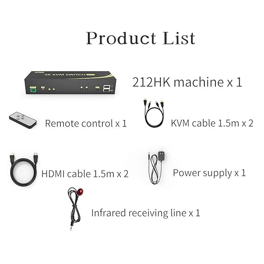 eKL HDMI KVM Switch 2 in 2 Out Dual Monitor Extended Display 4K@60Hz 4:4:4 with Audio and USB 2.0 Hub Sharing PC Monitor Keyboard Mouse Switcher