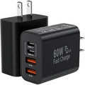 60W USB C Charger Block,2Pack 4-Port GaN USB C Charger Fast Charging Wall Plug Dual Type C+Dual USB-A Port,Multiport Power Adapter Cube for iPhone 17 Pro Max/16e/15/14/13/12/11,iPad Pro/Air/Mini-Black