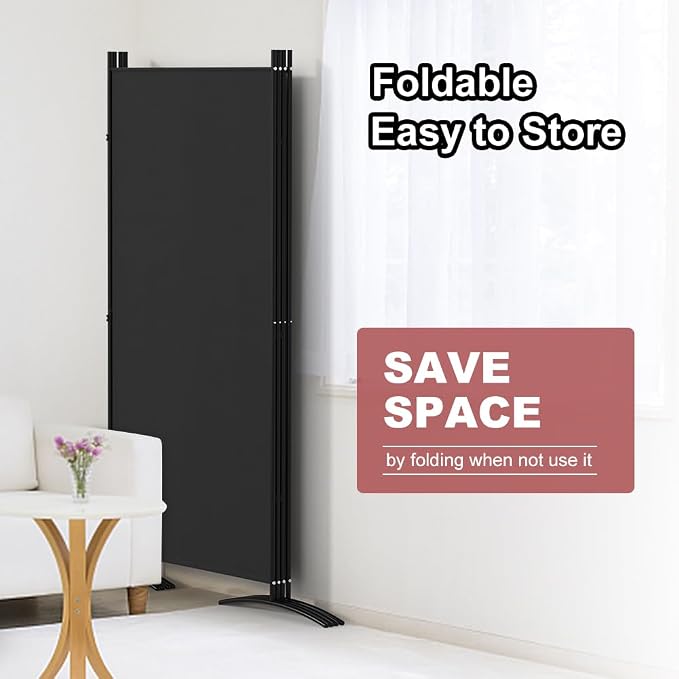 Kokorona 4 Panel Room Divider, 6FT Tall Folding Privacy Screen Wall Dividers - Image 3