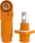 1 Set Battery Energy Storage Connector, Quick Plug Terminal High Current Connectors Copper Plate Wiring Adapter Right Angle Plug and Socket IP67 Waterproof Power Connector 60A 10mm² (60A, Orange)