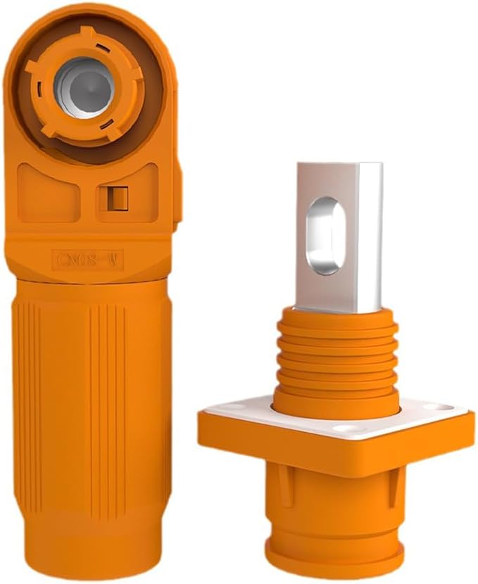1 Set Battery Energy Storage Connector, Quick Plug Terminal High Current Connectors Copper Plate Wiring Adapter Right Angle Plug and Socket IP67 Waterproof Power Connector 150A 35mm² (150A, Orange)