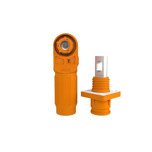 70A Battery Energy Storage Connector, 10mm² High Current Connectors IP67 Waterproof Copper Plate Wiring Power Adapter Quick Plug Terminal Right Angle Plug and Socket (1000V Black+Orange)