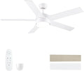 POCHFAN 52 inch White Ceiling Fans with Lights and Remote, Reversible 5 Blades Modern Ceiling Fan for Bedroom, Living Room, Dining Room, LED 3 CCT 6-Speed Noiseless, ETL Listed