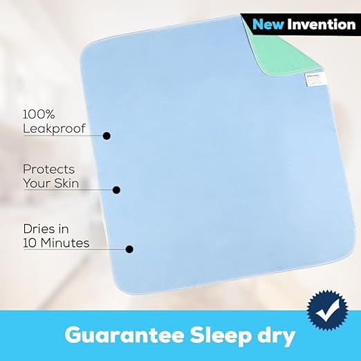 Simpli-Magic Washable Underpads, 34x 36" (Pack of 4) - Heavy Absorbency Reusable Bedwetting Incontinence Pads for Kids,Adults,Elderly,andPets - Waterproof Protective Pad for Bed,Couch,Sofa,Floor