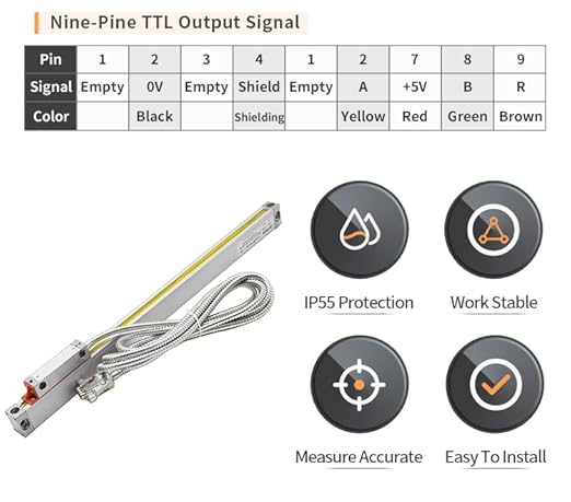 3 Axis Digital Readout DRO for Milling Machine High Accuracy Linear Scale 5um 420mm x 820mmx 470mm Travel Length