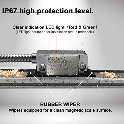 3 Axis DRO Dsiplay Digital Readout for Mills Milling Lathe Machine 3pcs 12" x 24" x 16" Length Magnetic Linear Encoder Scale 5um IP67 Sealing Protection More Durable