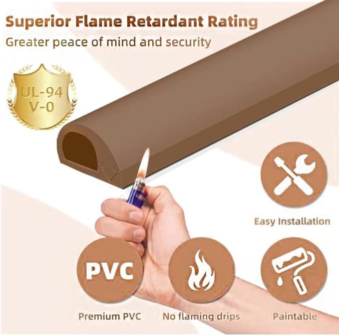 RPXRPXSide Open One Cord Cable Raceway Wire Cover for Cords, Our Cable Track is Best Suited for one Wire (Diameter <0.27"),Wire Raceway Management Cable Concealer Channel (Brown, 390in)