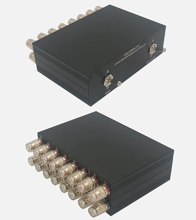 SOLUPEAK P3 2-Way AMP Amplifier to 2 Pair of Speakers Selector Switch Switcher Splitter Combiner Box 2 in 2 Out