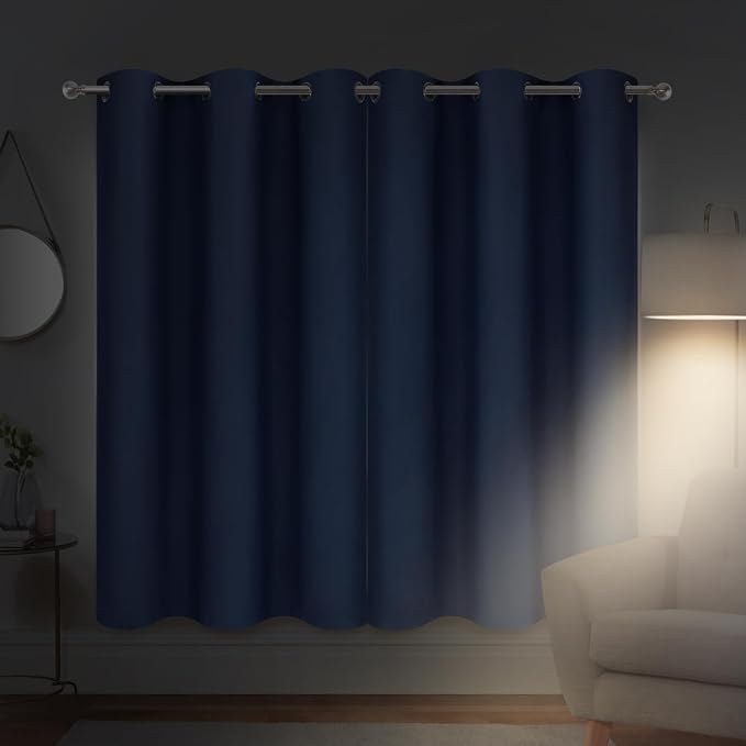 Diraysid Navy Blue Grommet Blackout Curtains - Image 4