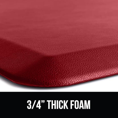 GORILLA GRIP Comfortable Cushioned Kitchen Mats for Floor, Waterproof and Stain Resistant Soft Top, 3/4 Inch Thick Ergonomic Standing Desk Anti Fatigue Mat, Foam Supports Ankles and Feet, 17x24, Red