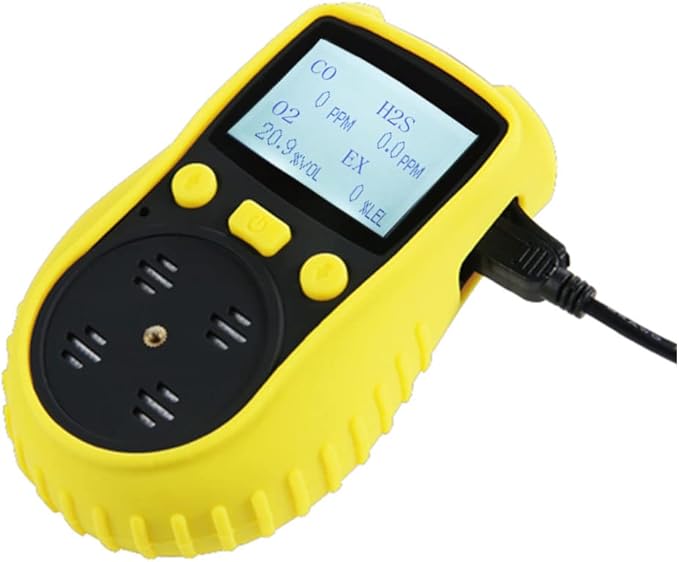 ATO Handheld Multi Gas Detector, CO, H2S, O2, LEL, 4 Gas Monitor, with Sound, Light and Vibration Alarms (Without Data Logging)