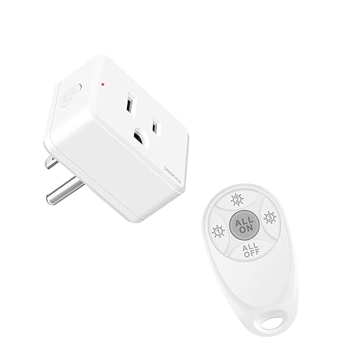 Greencycle Remote Control Outlet,Wireless Light Switch and Outlet Plug,Remote Outlets Switch,No Wiring Needed,500ft Range Coverage,15A/1500W for Lamps,Fans,TV,FCC Certified, White