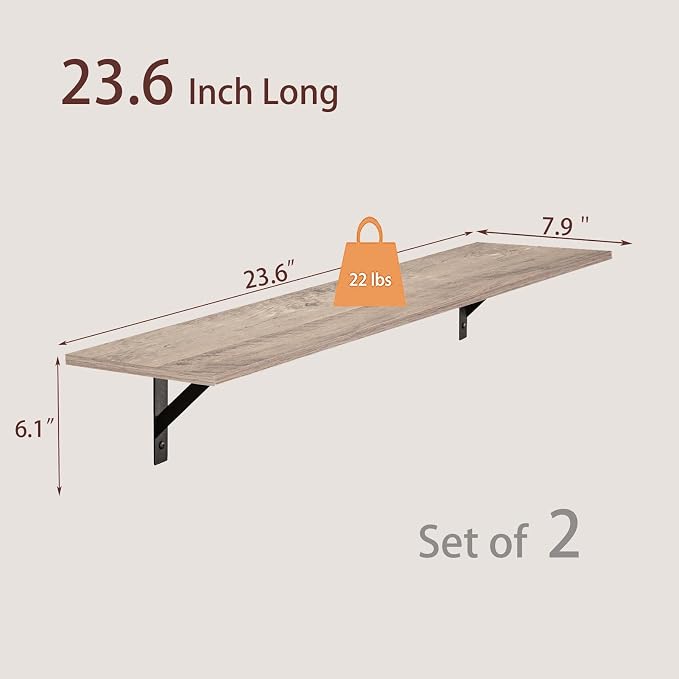 Wall Shelves, 23.6" Long Floating Shelves - Image 3