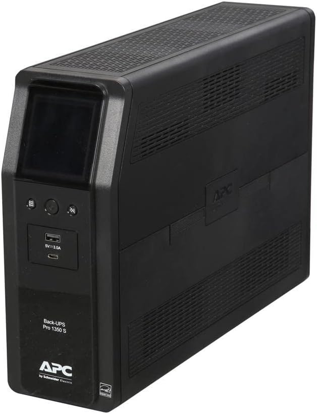 APC Sinewave UPS Back-UPS Pro, 1350VA Battery Backup & Surge Protector, LCD, AVR, BR1350MS
