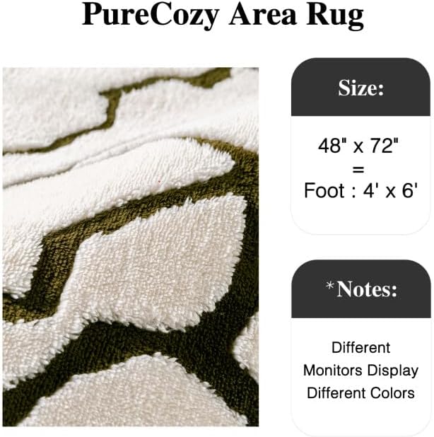 Cream 4x6 Area Rug for Kids Room Soft Fluffy Checkered Shag Carpet | Machine - Image 2