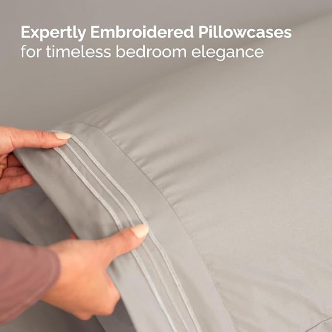Split Head King Sheets Set - Top Split King Sheets for Adjustable Beds, Easy-Fit Split Head King Mattress - Flex Split Top King Sheets, Easy-Fit, Breathable, Deep Pocket Split King Sheets - Light Grey