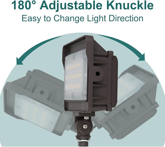 kadision LED Flood Light Outdoor, 50W/40W/30W 6500lm 3000K/4000K/5000K Selectable, Dusk-to-Dawn Photocell, IP65 Waterproof Adjustable Knuckle Mount Security Lights, 100-277V ETL Listed 1-Pack