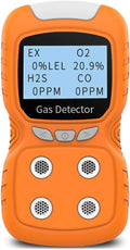 XLA Alert Portable Gas Detector, Gas Clip 4 Gas Monitor Meter Tester Analyzer, Rechargeable LCD Display Sound Light Shock Air Quality Tester, 2 Year Detector…