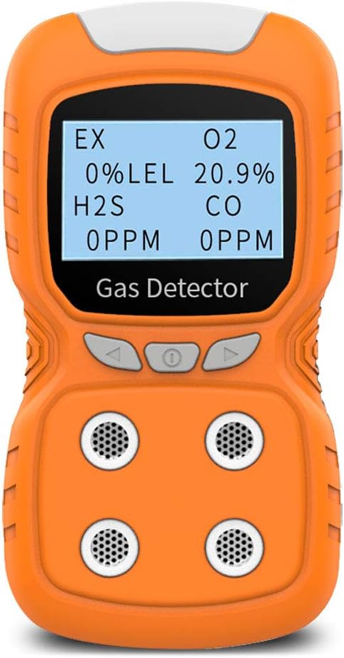 XLA Alert Portable Gas Detector, Gas Clip 4 Gas Monitor Meter Tester Analyzer, Rechargeable LCD Display Sound Light Shock Air Quality Tester, 2 Year Detector…