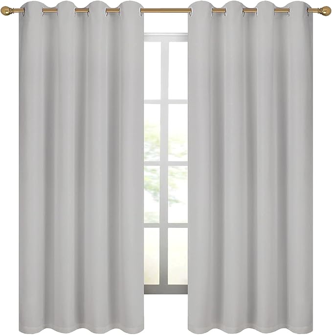 Diraysid 100% Blackout Curtains Light Grey Linen Curtains - Image 8