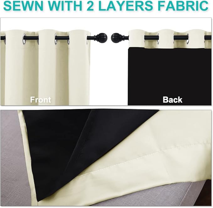 NICETOWN Room Warming Blackout Curtains 80 inches Long, Full Light Blocking - Image 5