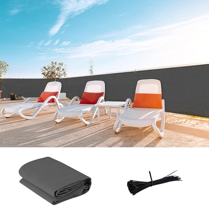 LOVE STORY Custom Size 2.6' x 3' Balcony Privacy Screen Cover, Dark Grey | HDPE by LOVESTORY