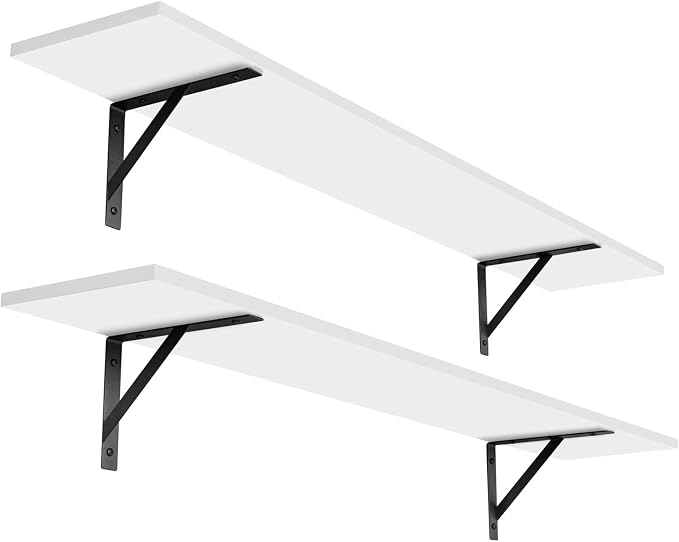 Long Wall Shelves, 47.3Inch Wooden Floating Shelves by DINZILVJ