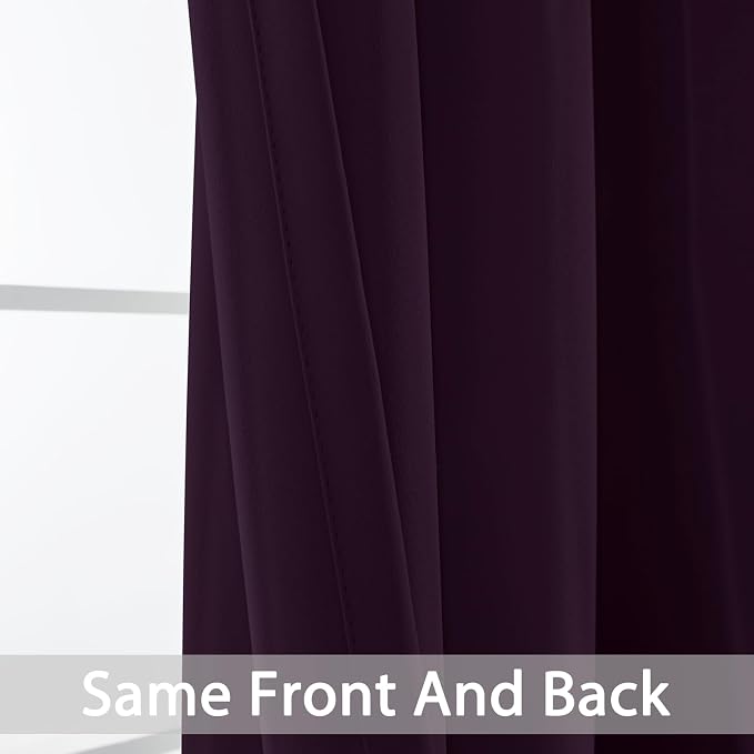 Yakamok Blackout Curtains 38x84 inch Dark Purple Thermal Drapes-Bedroom | 2 - Image 9