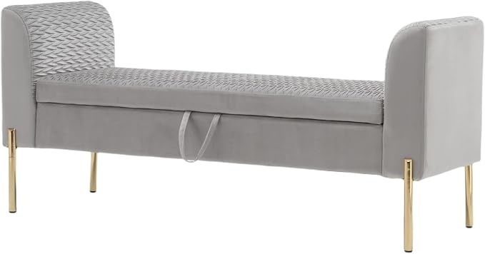 Alunaune Modern Velvet Storage Bedroom Bench End of Bed Bench, Upholstered - Image 8