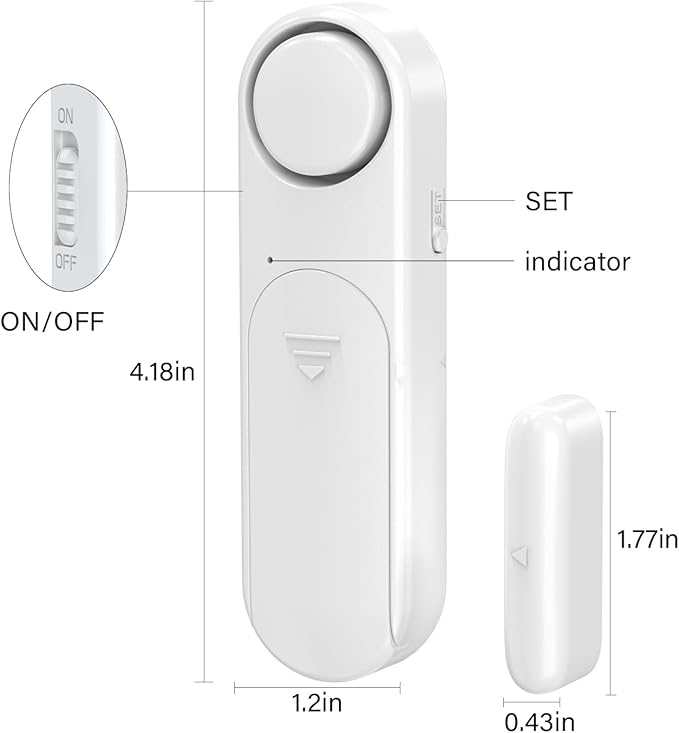 Window and Door Alarm When Opened (5 Pack) for Kids Safety/Home Security, Sliding Front Door Opening Sensor Alarms for Dementia, 120dB Burglar Alert, Ideal for Business, Garage, Apartment,House, White