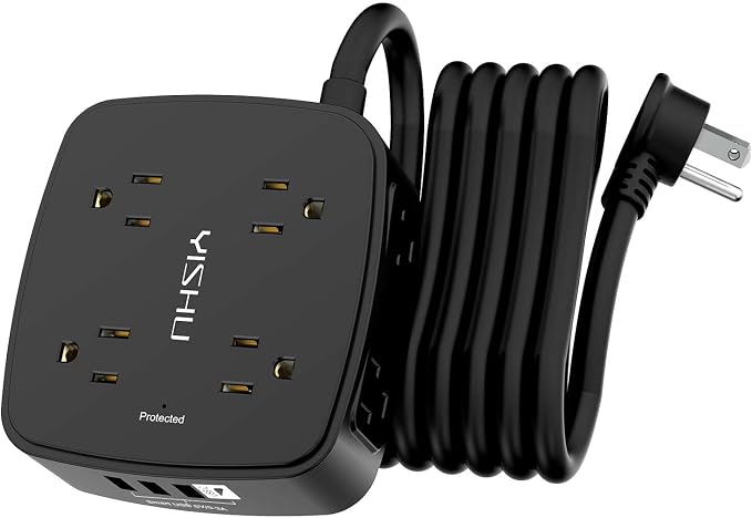 10 Ft Surge Protector Power Strip by YISHU