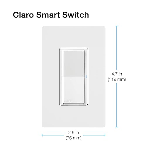 Lutron Claro Smart Switch for Caseta Lighting, for LED Lights, Fans, 5 Amp, Single-Pole/3-Way, Neutral Required, DVRF-5NSS-WH-6, White, 6 Pack