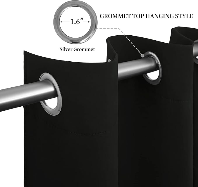 Easy-Going Thermal Grommet Blackout Curtains, 2 Panels 52x46 in, Noise Reduction - Image 5