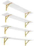 Long Wall Shelves, 39.4Inch Wooden Wall Mounted Shelves, Metal Brackets by DINZILVJ