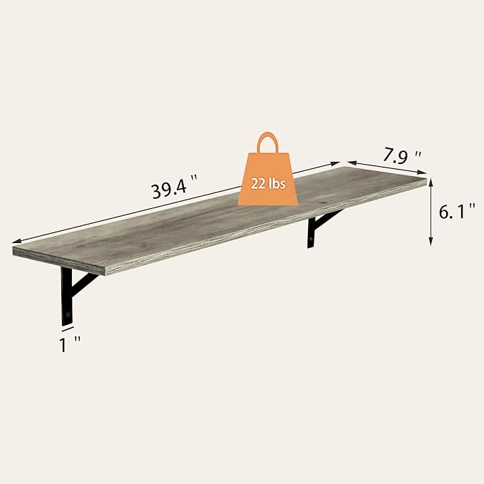 Long Wall Shelves, 39.4 Inch Wall Mounted Shelves - Image 3