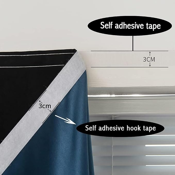 JILRON Adhesive Curtain 100% Blackout No-Drill Easy Install - Image 6