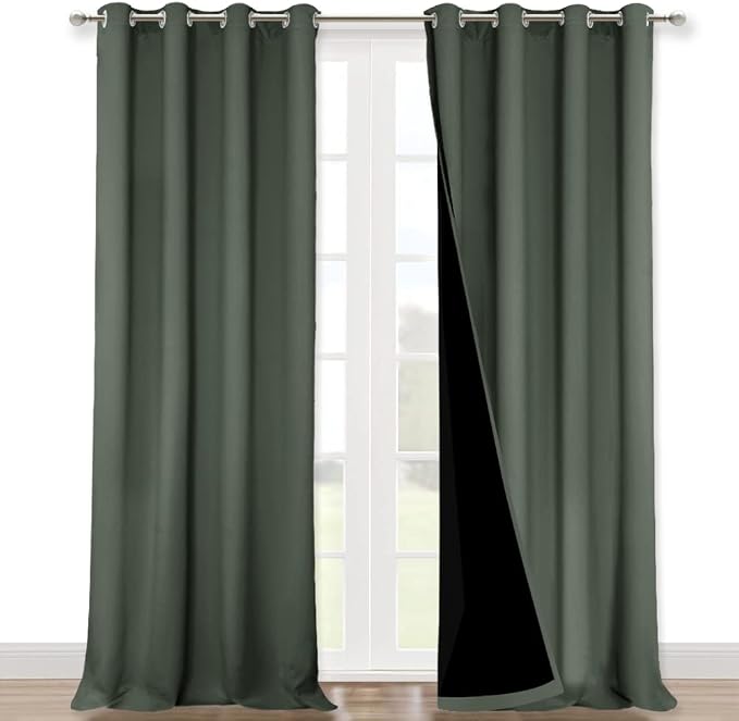 NICETOWN 100% Blackout Curtains 102" Long, Pair of Energy Smart & Noise by NICETOWN