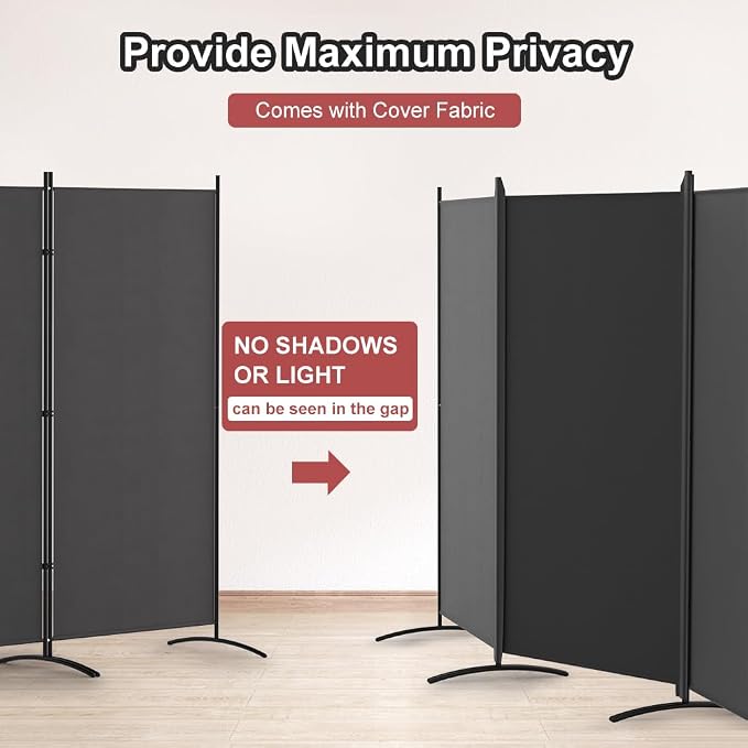 Kokorona 4 Panel Room Divider, 6FT Tall Folding Privacy Screen Wall Dividers - Image 4
