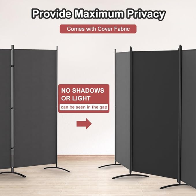 Kokorona 3 Panel Room Divider, 6FT Tall Folding Privacy Screen Wall Dividers - Image 4