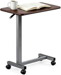 Adjustable Overbed Table with Wheels, Pneumatic Height Lift Rolling Bedside by Unknown