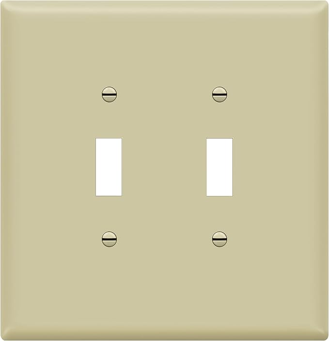 ENERLITES Double Toggle Switch Cover, Two Gang Light Switch Wall Plate, Gloss Finish, Oversized 2-Gang 5.5" x 5.5", Unbreakable Polycarbonate Thermoplastic, UL Listed, 8812O-I, Ivory